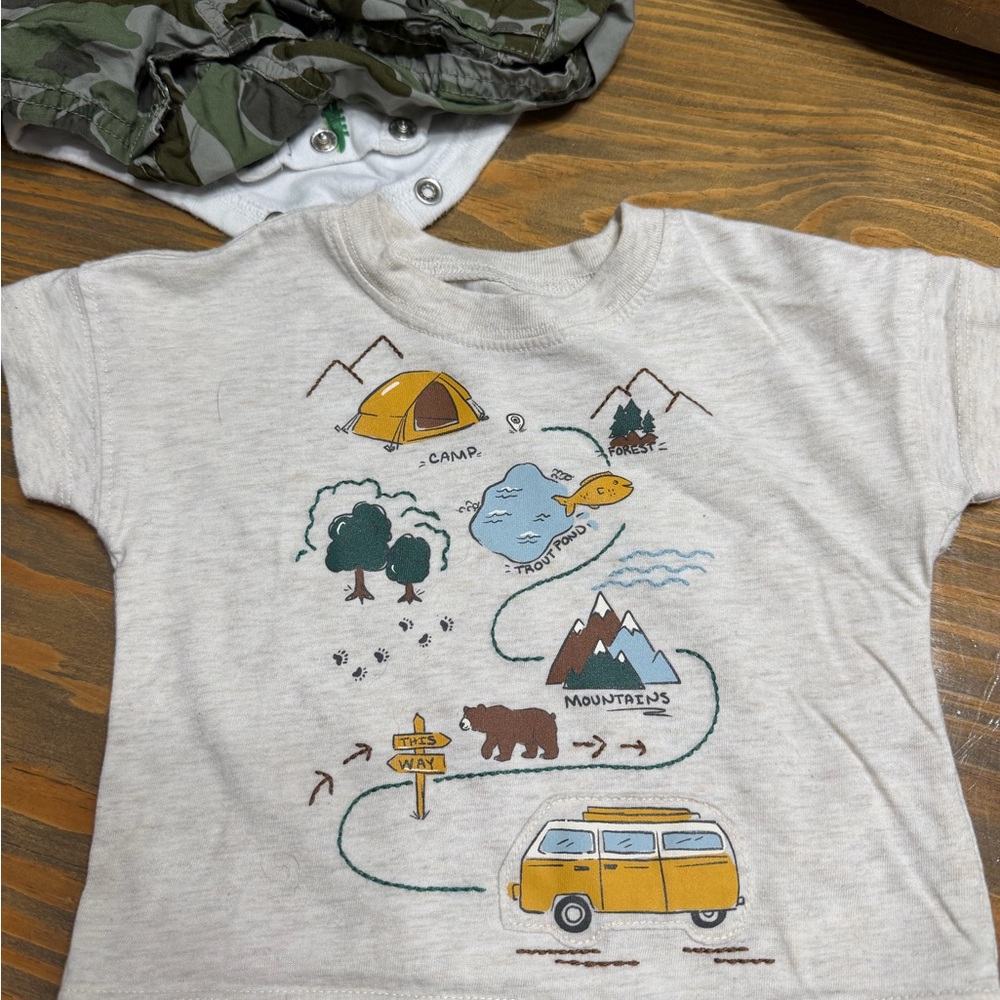 Carter's Cream Tee with Yellow Camper & Outdoor Graphic